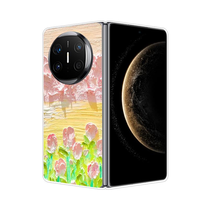 Clear Hard PC Phone Case For Honor Magic V3 Vs3 V2 VS2 Folding Transparent Flower Pattern Cover For Huawei Mate X6 X5 X3 X2 Capa