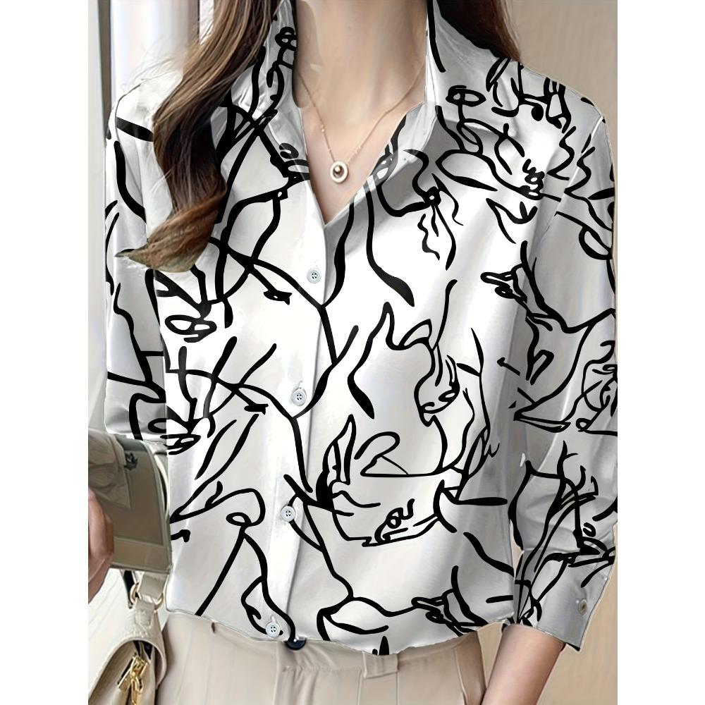 Boutique Ladies Lapel Button Shirt Elegant Temperament Long Sleeve Textured Design Shirt Ladies Daily Commuter Fashion Shirt