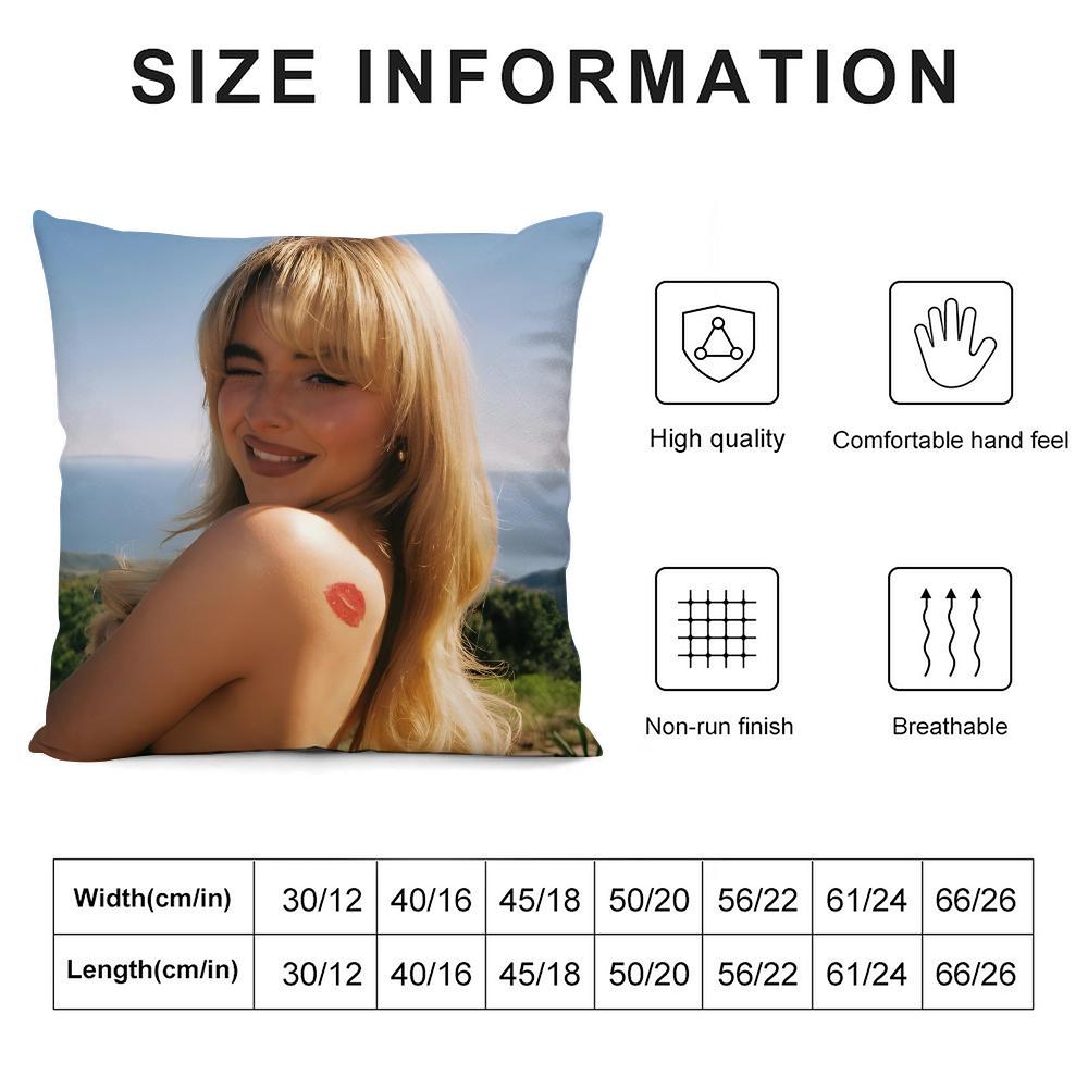 S-Sabrina Carpenterr Singer Cushion Cover Pillowcase Ultra Soft Skin Friendly Fabric Cloud Like Comfort & Concealed Zipper