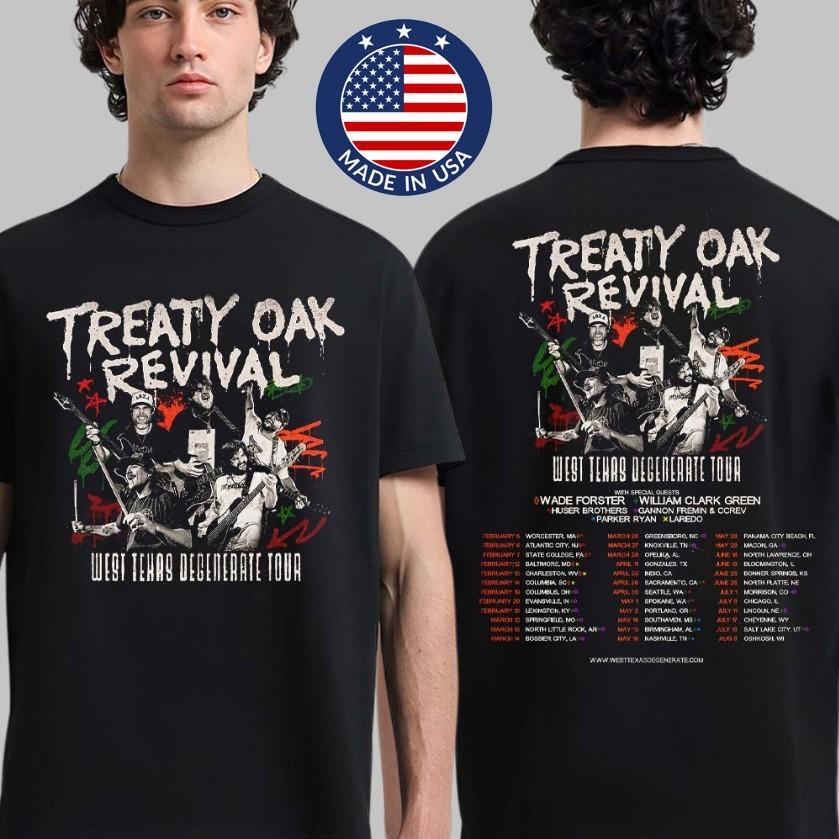 Treaty Oak Revival Tour 2026 West Texas Degenerate NA Dates Double Sided Tee Unisex T-Shirt M