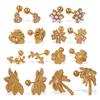 Fashion Sweet Wind Flower Coconut Tree Plant Stud Earrings Stainless Steel Gold Plated Diamond Piercing Earrings