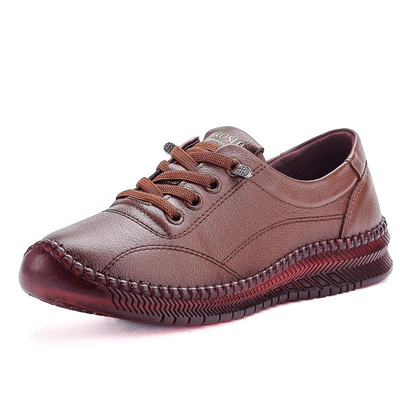 The First Layer of Cowhide Spring New Beef Tendon Sole Women's Shoes Soft Sole Soft Surface Mother Shoes Genuine Leather Casual Women's Leather Shoes