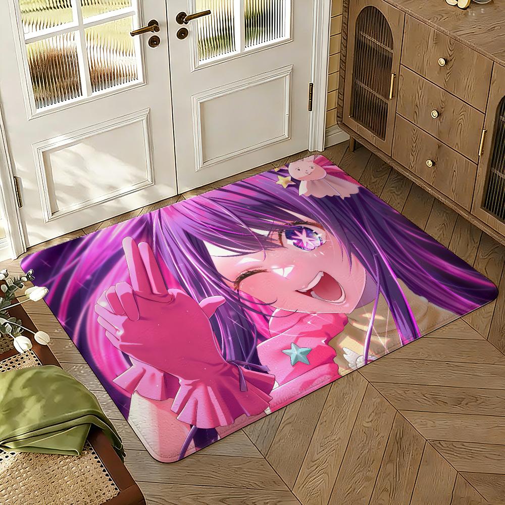 Oshi No Ko Floor Mat Soft Thickened Absorbent Non-Slip Bedroom Living Room Door Mat Home Decor Flannel Rugs
