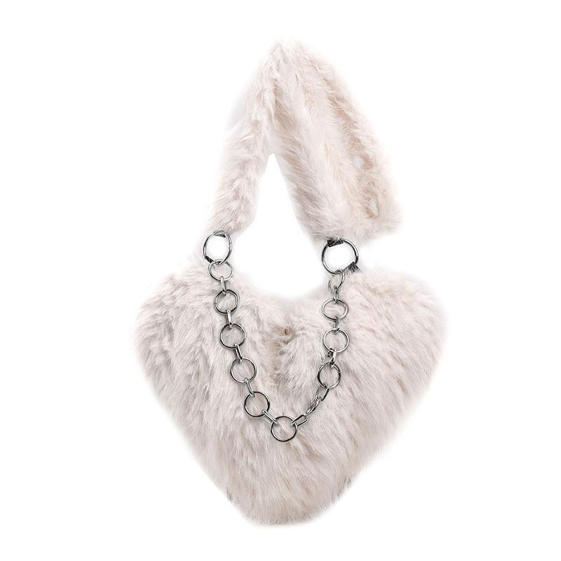 Special-shaped Love Bag Women's New Imitation Fox Fur Armpit Western-style All-matching Single-shoulder Chain