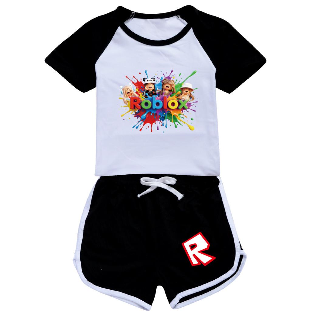 5575 Multi-color Kids Boys Girls Roblox T-shirt Shorts Top Pants Sport Clothes Set
