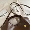 Versatile PU Leather Paw Print Shoulder Bags Solid Color Handheld Crossbody Bag Large Capacity Underarm Bags Women Girls AVE