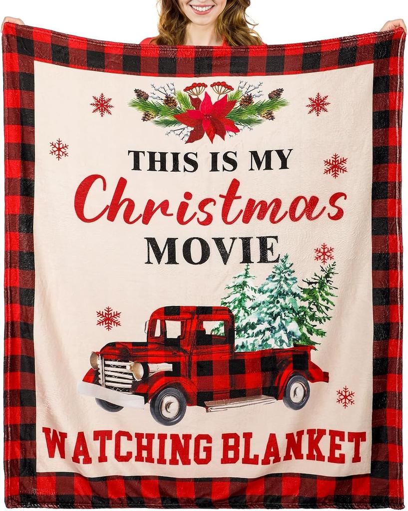 Christmas Movie Watching Blanket Holiday Hot Chocolate Design Gift for Her CozyHomeStyle70x100