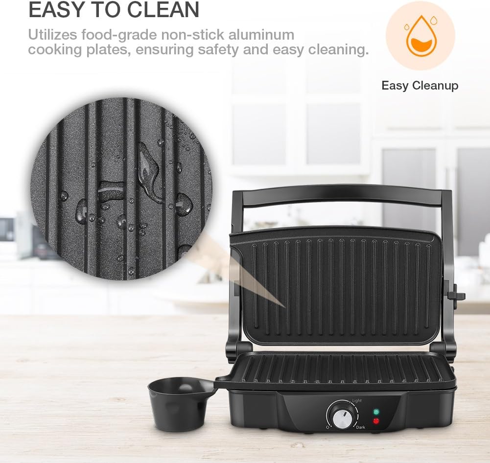 2 Slice Press Grill, Electric Sandwich Maker Non-Stick Coated Plates, Opens 180 Degrees for Cooking