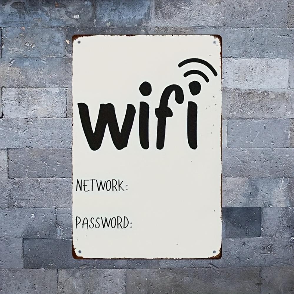 Vintage Rustic Metal Wall Sign - WiFi Network & Password Decor, Iron Art for Home, Office, Café, &Garage, Suitable for Indoor/