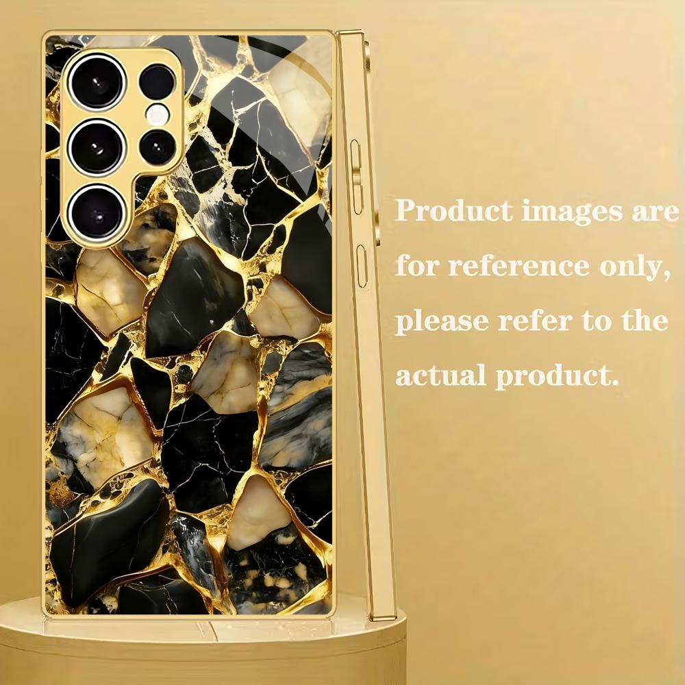 Cracked stone tempered glass phone case suitable for Samsung Galaxy S26 S25 S24 S23 S22 S20 FE/Ultra/Plus5G anti drop back cover