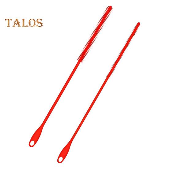 

2 шт., силиконовые соломенные щетки, пищевые, без бисфенола А, портативные многоразовые, гибкие, удлиненные щетки для чистки соломинок красный