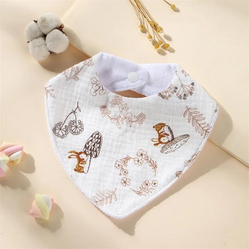 New Baby Cartoon Animal Triangle Bib Pure Cotton Waterproof Boy Girl Kid Printed Saliva Towel Newborn Infant Anti Spitting Cloth