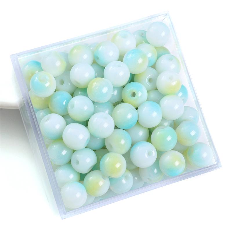 

50 шт. хрустальные стеклянные бусины, фарфоровые белые окрашенные двойные собранные круглые свободные бусины-разделители для изготовления ювелирных изделий жёлтый/синий