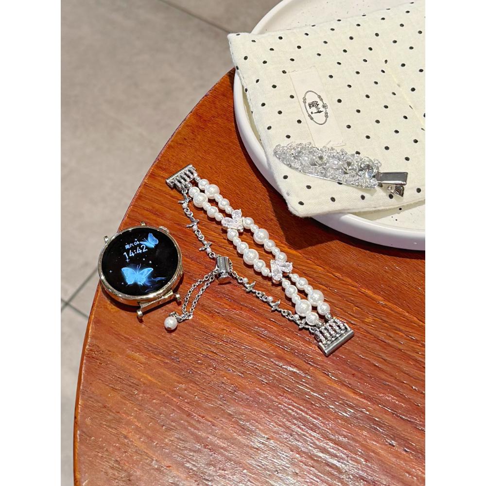 

Luxury Pearl Star Flash Diamond Bracelet For Huawei Watch Fit3 Fit4 Fit4pro Replacement Wristband Chain Excluding the protective case белый