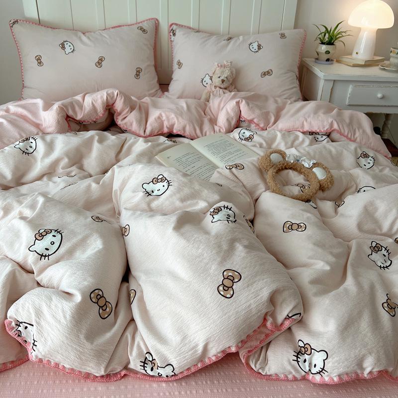 2026 New Cartoon Style Puffy Cotton Embroidery Bedding Set