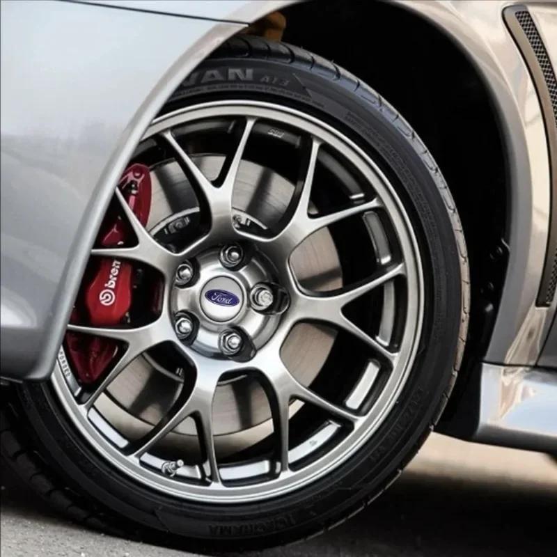 Autoaufkleber Ford 56MM 4 Stück Auto Radnabenkappen Emblem Abzeichen Aufkleber Dekoration für Ford ST Focus 2 3 Mondeo Kuga Fiesta MK7 Esco