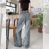 2026 Cartoon Embroidery High-Waisted Wide-Leg Jeans for Women - Autumn Petite Straight-Leg Design