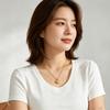 Gold-Plated Titanium Steel Rose Pendant Necklace - Light Luxury Clavicle Chain for Women, Versatile and Stylish Design