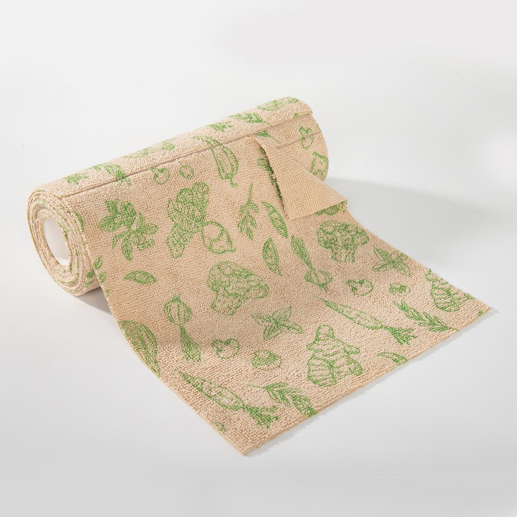 Ring green microfiber printed hand-torn rag multi-functional kitchen table washing cloth water-absorbing thickened lazy rag