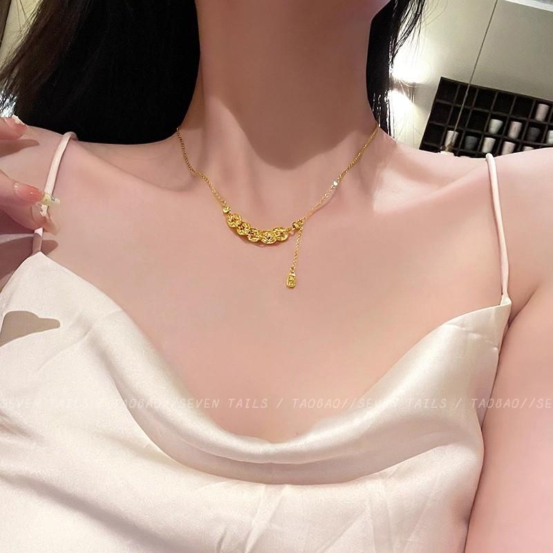 New Chinese Five Emperors Coin Titanium Steel Necklace Neck Chain Accessories