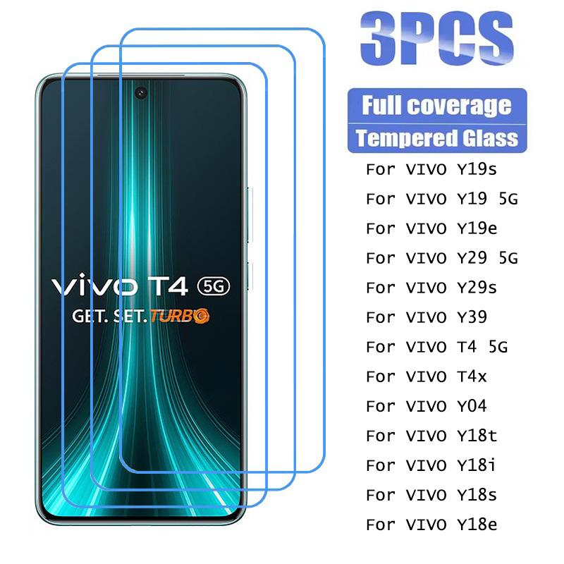 3 Pçs Filme De Vidro Temperado Para Vivo Y19 Y19e Y29 Y39 Y29s T4 T4x 5g Y04 Y19s Y18t Y18i Y18s Y18e Protetor De Tela