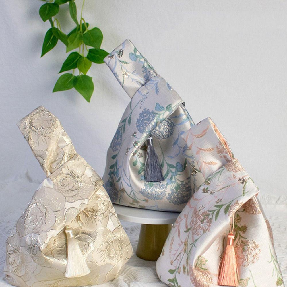 Chinese Style Embroidered Handbag Handbag Flower Print Tea Tools Storage Bag Cheongsam Accessories Small Item Pouch
