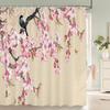 Flowers and Birds Pattern Shower Curtain 3D Bath Screen Waterproof Fabric Bathroom Decor 240X180cm With Hook Shower Curtains