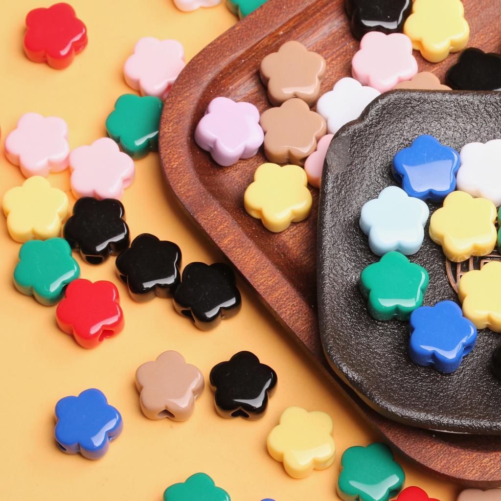 500g About 410Pcs Flower 14.5mm Loose Beads Jewelry Accessories Acrylic Solid Color