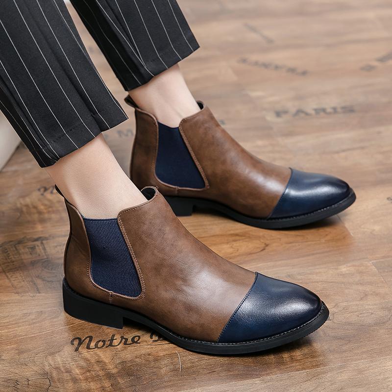 Fashion Designer Men's Chelsea Boots Patchwork Oxford Business Boots For Men Luxury Brand Italy Style Boots Moccasins Formal Dress Shoes