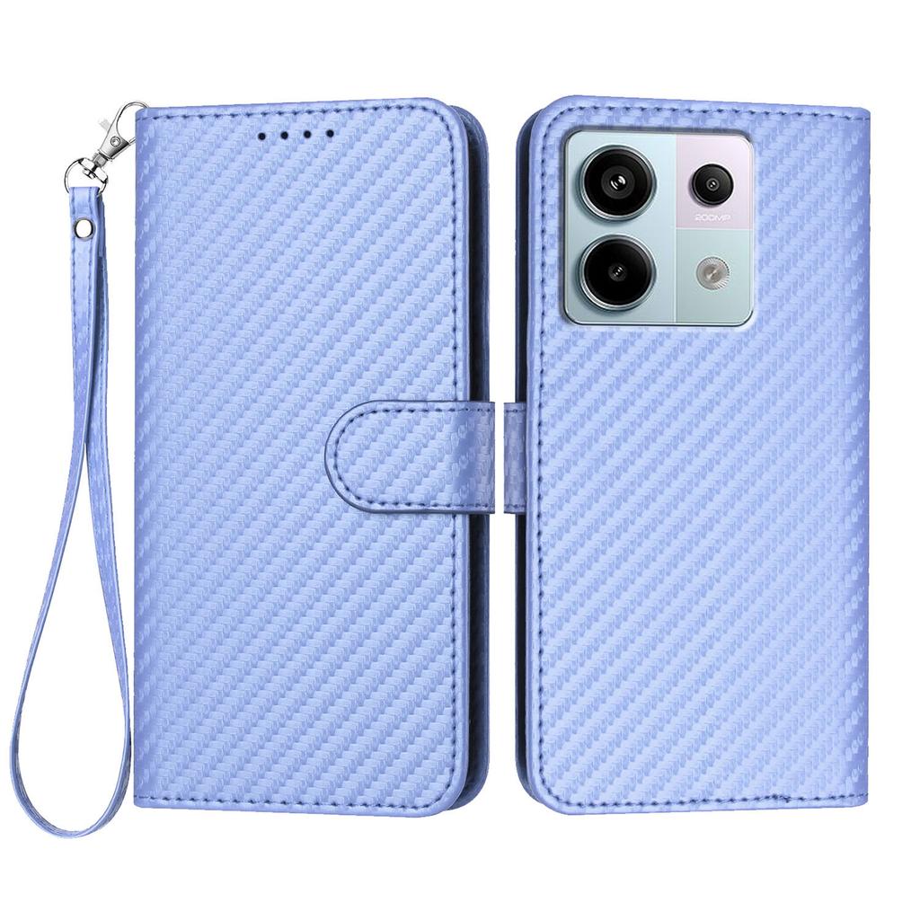 For Xiaomi Poco X6 5G/Xiaomi Redmi Note 13 Pro 5G Wallet Case with Strap Carbon Fiber Texture Leather Mobile Cover