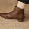 2025 new retro flat-bottomed Chelsea short boots women's boots low-heeled versatile spring and autumn single boots rear zipper and ankle boots