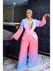 2023 Herbst/Winter Farbverlauf Plissee Slim Anzug & Weitbeinige Hose Set