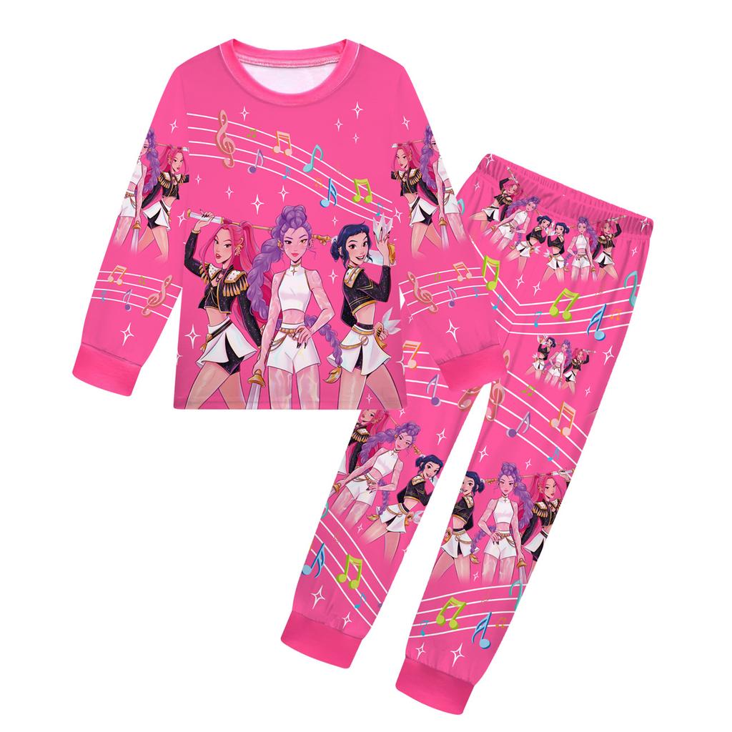 Clothing Set Girls Fashion Cartoon Printing Casual Suit Kids Versatile Clothing