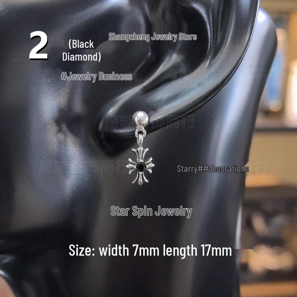 Cercei atârnători New Cross G-Dragon cu diamante colorate pentru bărbați și femei, Cupru alb, Argint thailandez, Ac din argint s925