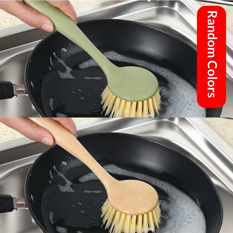Decontamination long handle pot brush straw pot brush kitchen supplies household dishwashing pot brush stove cleaning brush pot brush