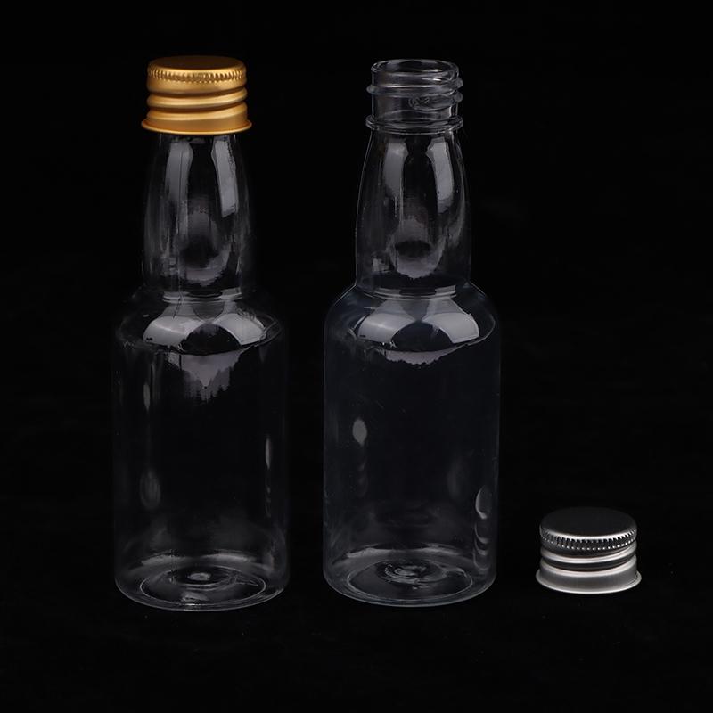 10 Stück 50 ml Mini-klare Haustier-nachfüllbare kleine Weinflaschen für Party, Hochzeit, Schnapsflaschen mit auslaufsicherem Schraubdeckel