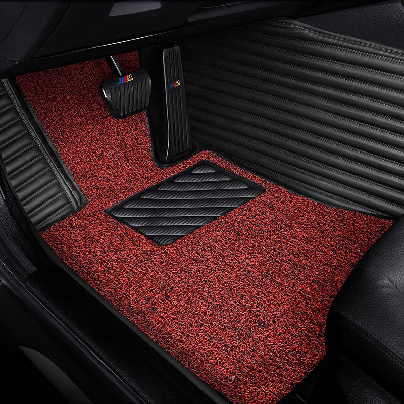 Custom Eco-Friendly Double-Layer Silk Ring Car Floor Mats for 5-Seater Models, Odorless and Full Coverage.