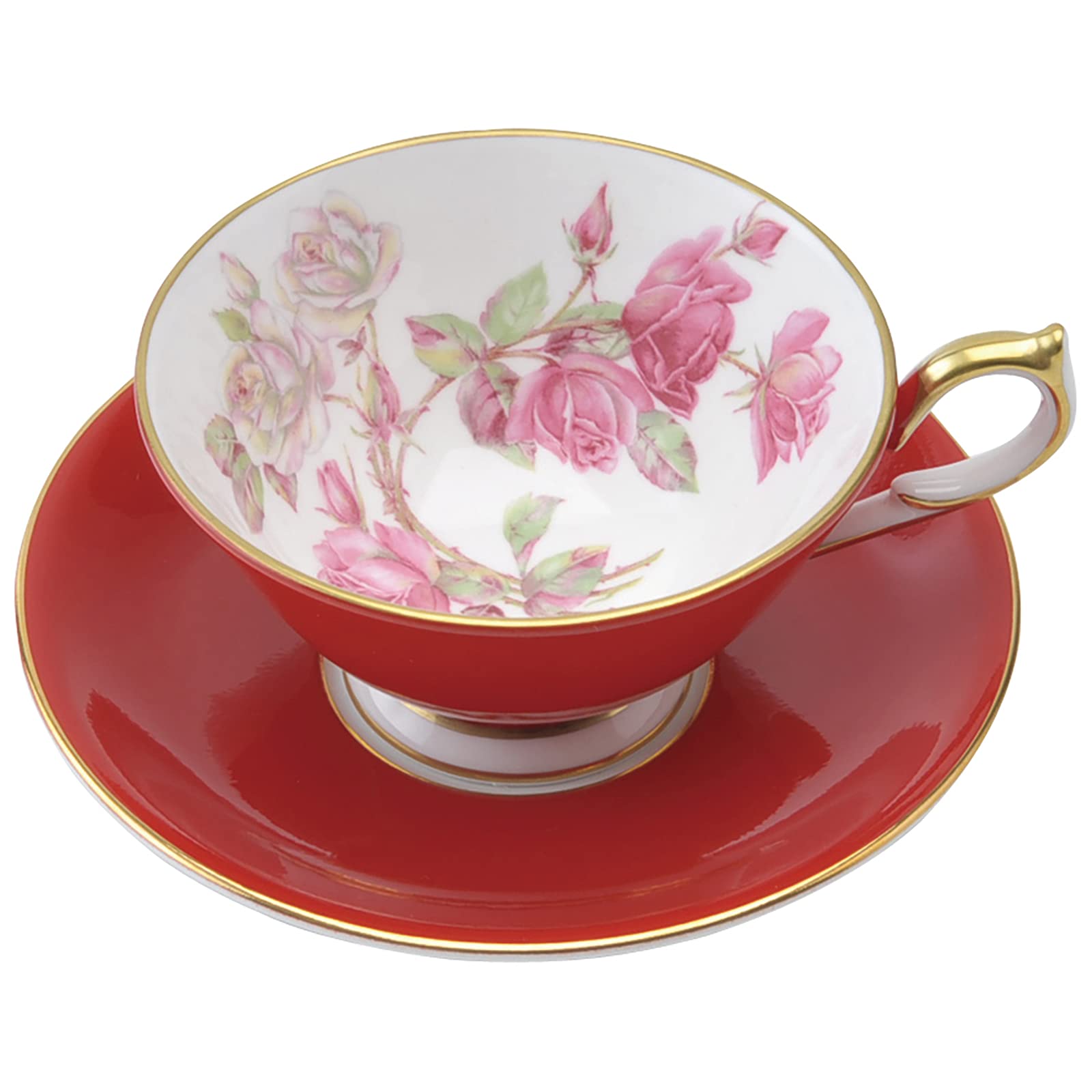 

Aynsley Elizabeth Rose Gold Tea Cup & Saucer, Athens, 200ml, Red, 305600208c