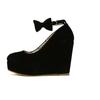 Elegant And Trendy New Fashion Women's Bow Tie Ankle Heel Platform Wedge Shoes