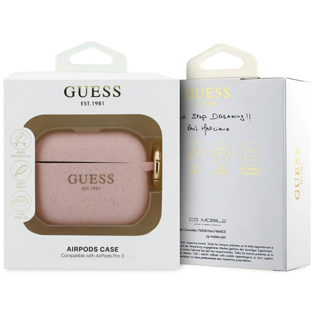Guess Silicone Glitter Ring Case for AirPods Pro 3 Pink