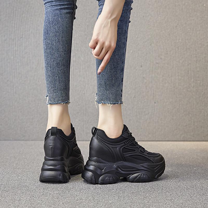 Women's Height-Increasing Dad Sneakers: 8cm Thick Sole, Breathable, Trendy, Casual Sports Shoes for Autumn (A8382)