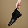 Booties Autumn New Square Toe Spliced Suede Rear Zip Anti-Slip Wear-Resistant Low Heel Shoes