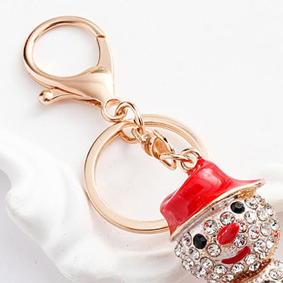 Yousheng Schlüsselanhänger Anhänger Funkelnde Strasssteine Schneemann Design Metall Schlüsselring Dekorativer Schlüsselhalter Freunde Taschenanhänger