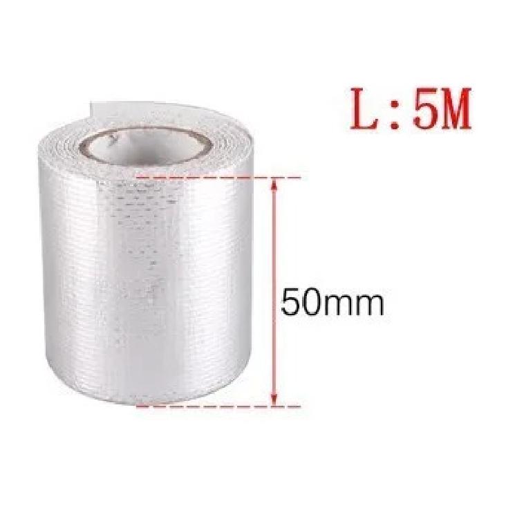 

2 Aluminum Foil Thermal Exhaust Tape Air Intake Heat Insulation Shield Wrap Reflective Heat Barrier Self Adhesive 5/9/10M 5cm 5Meter Silver
