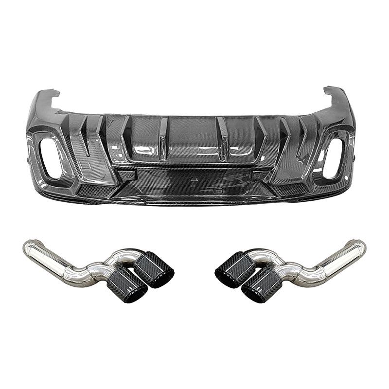 Mercedes GLE Coupe LD Style Carbon Fiber Rear Diffuser with Lights, Four-Outlet Exhaust Tips (2020-2025)