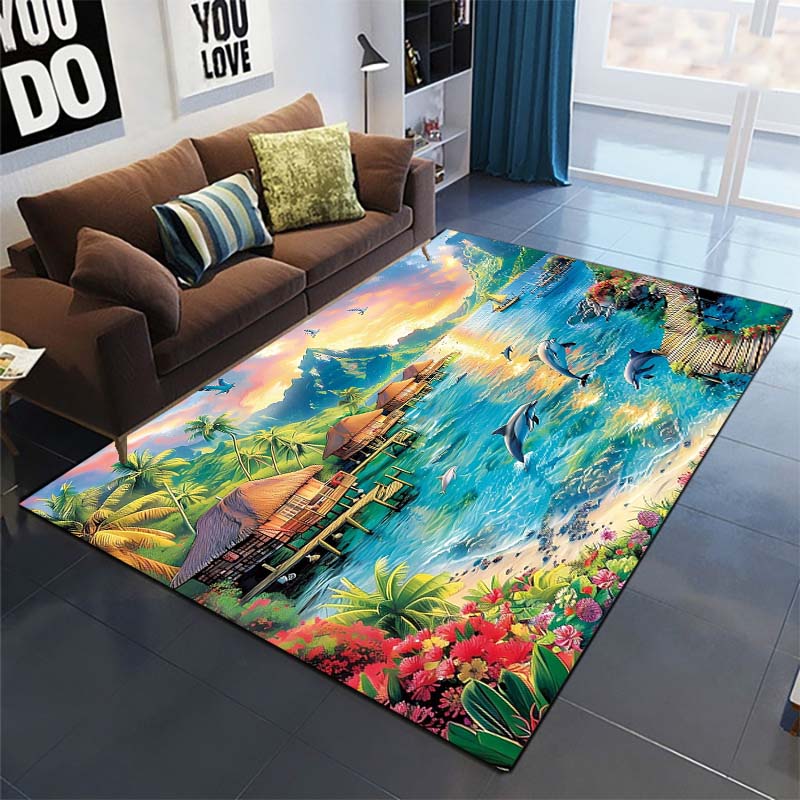 Farm Dog Cat Animal Area Rug, Countryside Decor Mat