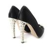 Tolle MIUMIU Pumps Offene Zehenpartie mit Kristallschmuck Schwarz Satin Damen 37 Gebraucht