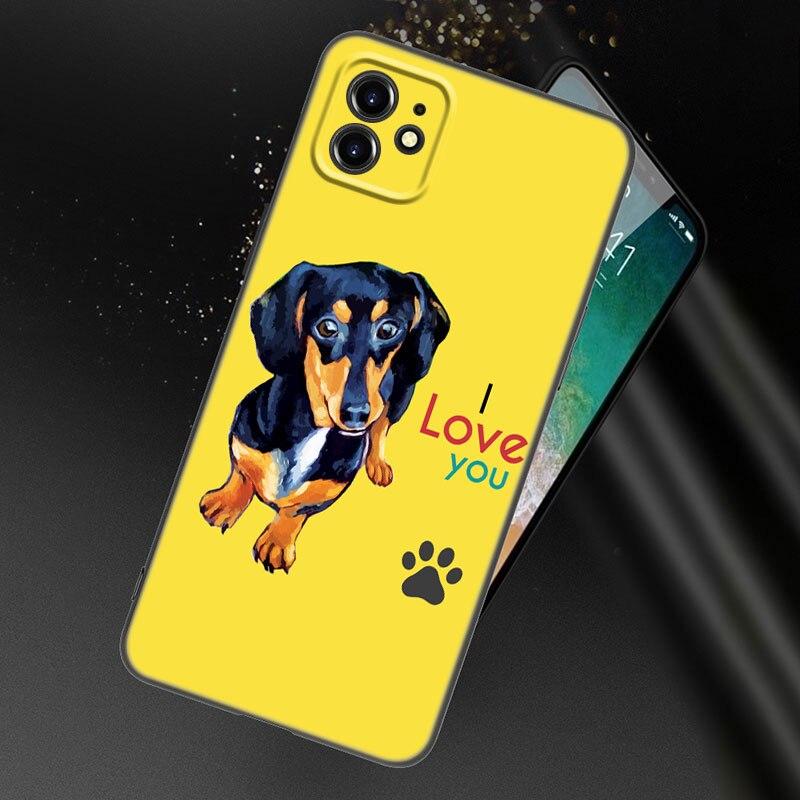 Dackel Hund Liebe Handyhülle für Apple iPhone 13 12 Mini 11 Pro XS Max XR X 8 7 6S 6 Plus SE 2022 2020 5S 5 Weiche Schwarze Hülle