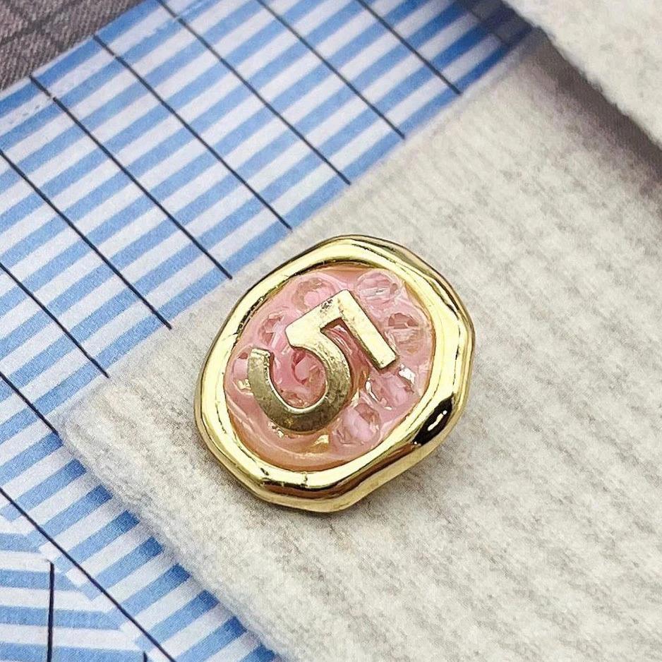 6pcs Candy Pink Black White Luxury Design Metal Round Sewing Button For Clothing Accessory Handmade DIY Decoration