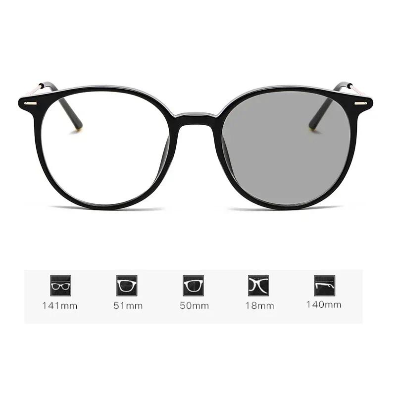 Ladies Trendy Finished Pochromic Myopia Glasses Blue Light Blocking Eyewear Men Unisex Retro Minus Diopter Eyeglasses Diopter